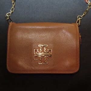 Tory Burch Brown and Gold Crossbody Bag with Timeless Elegance